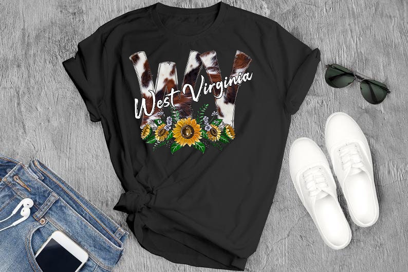 Cowhide WV Sunflower Design: West Virginia PNG (Digital Download) image 3