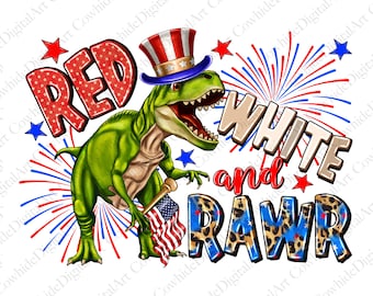 Patriotic Dinosaur PNG, American Flag, 4th of July (Digital File)