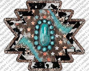 Aztec Turquoise Cowhide Design: Western Sublimation (Digital Download)