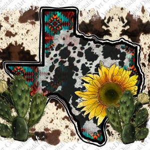 Archivo Png del Oeste de Texas, Png del Oeste, Png de Texas, Girasol PNG, Cactus Png, Piel de Vaca, Mapa de Texas Png, Descarga Digital, Diseño de Sublimación