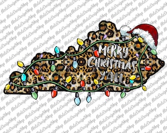 Leopard Kentucky Christmas Map: Merry Christmas Y'all (Digital Download)