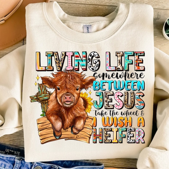Living Life Somewhere Between Jesus Take The Wheel Cow Shirt Living Life Somewhere Between Jesus Take The Wheel Cow Shirt