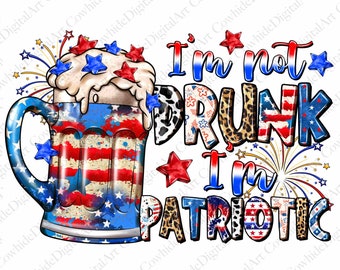 Patriotic 4th of July PNG: Beer Mug Sublimation Design (Digital Download)