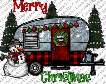 Christmas Camper PNG: Merry Christmas Sublimation Design (Digital Download)