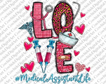 Love Stethoscope Heart Nurse PNG, Valentine's Day, Sublimation (Digital File)