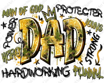 Hero Dad Camo PNG, Father's Day Sublimation Design (Digital Download)