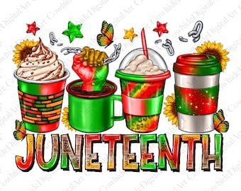 Juneteenth Coffee Drinks PNG, Afro Coffee Cup Sublimation (Digital Download)