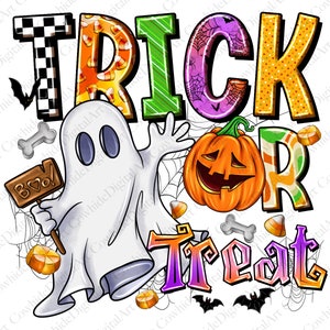 Trick or treat png sublimation design download, Happy Halloween png, Halloween png, spooky vibes png, sublimate designs download