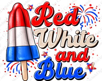 Helado del 4 de julio PNG: Diseño de sublimación rojo, blanco y azul (descarga digital)