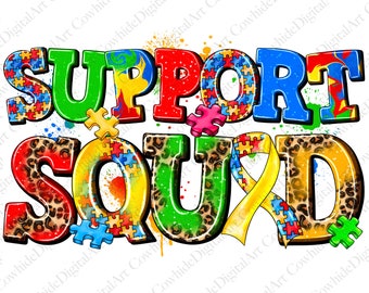 Support Squad Sensibilisation à l'autisme PNG, Sublimation de ruban de puzzle (téléchargement numérique)