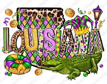 Louisiana Mardi Gras PNG, Sublimation Design (Digital Download)