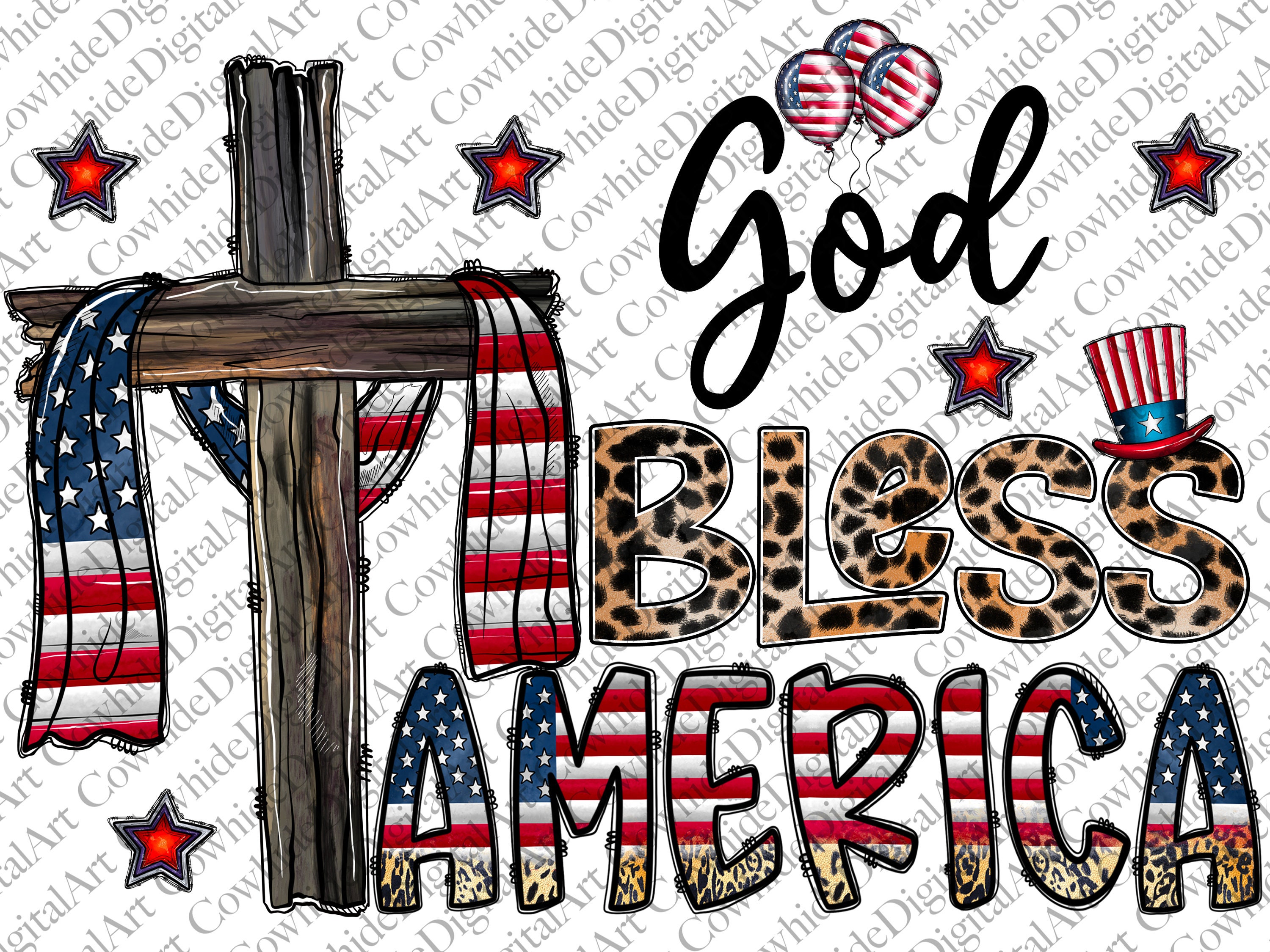 God Bless America PNG File, Sublimation Designs Download, Digital