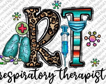Respiratory Therapist Leopard Print PNG, Western Sublimation Design (Digital Art)