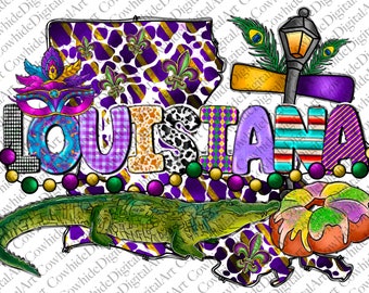 Louisiana Mardi Gras PNG: Sublimation Design Download