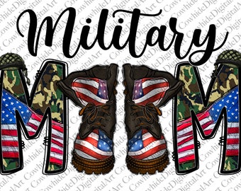 Military Mom PNG File: Camouflage & Cowhide Design (Digital Download)