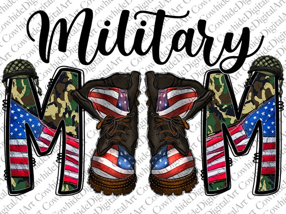 Military Mom PNG File: Camouflage & Cowhide Design (Digital Download)