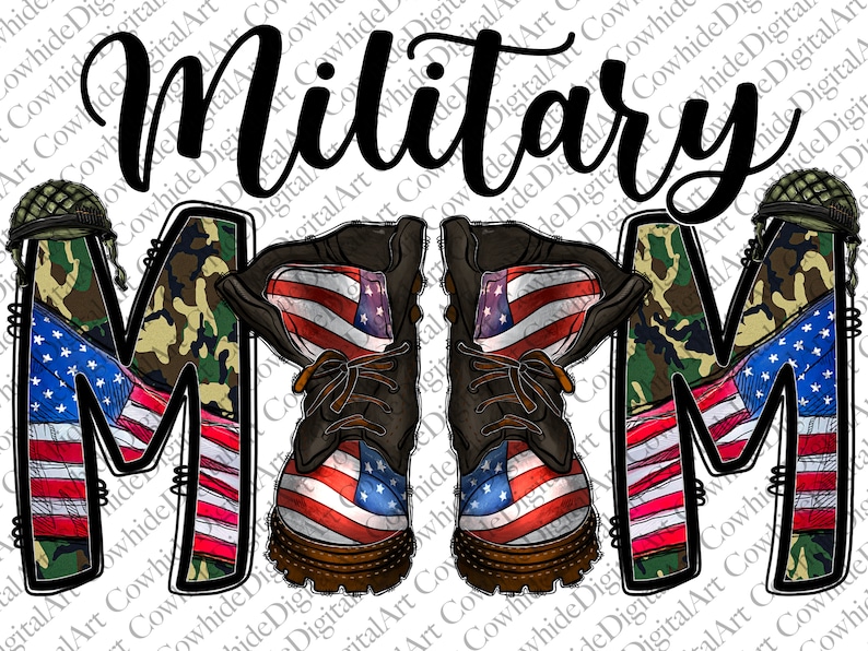 Militärmamma PNG-fil: Kamouflage- och kohudsdesign (digital nedladdning) bild 1