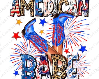 Botas vaqueras American Babe PNG, diseño de sublimación del 4 de julio (descarga digital)