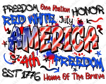 America PNG, 4th of July, Independence Day Design (Digital Download)
