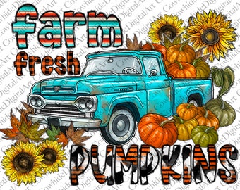 Farm Truck Pumpkin PNG, Fall Sublimation Design (Digital Print)