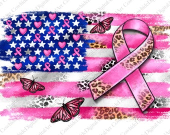 American Flag And Cancer Ribbon Png Sublimation Design,Cancer Warrior Png, Pink Ribbon Png, Breast Cancer Png,Cancer Awareness Png Downloads