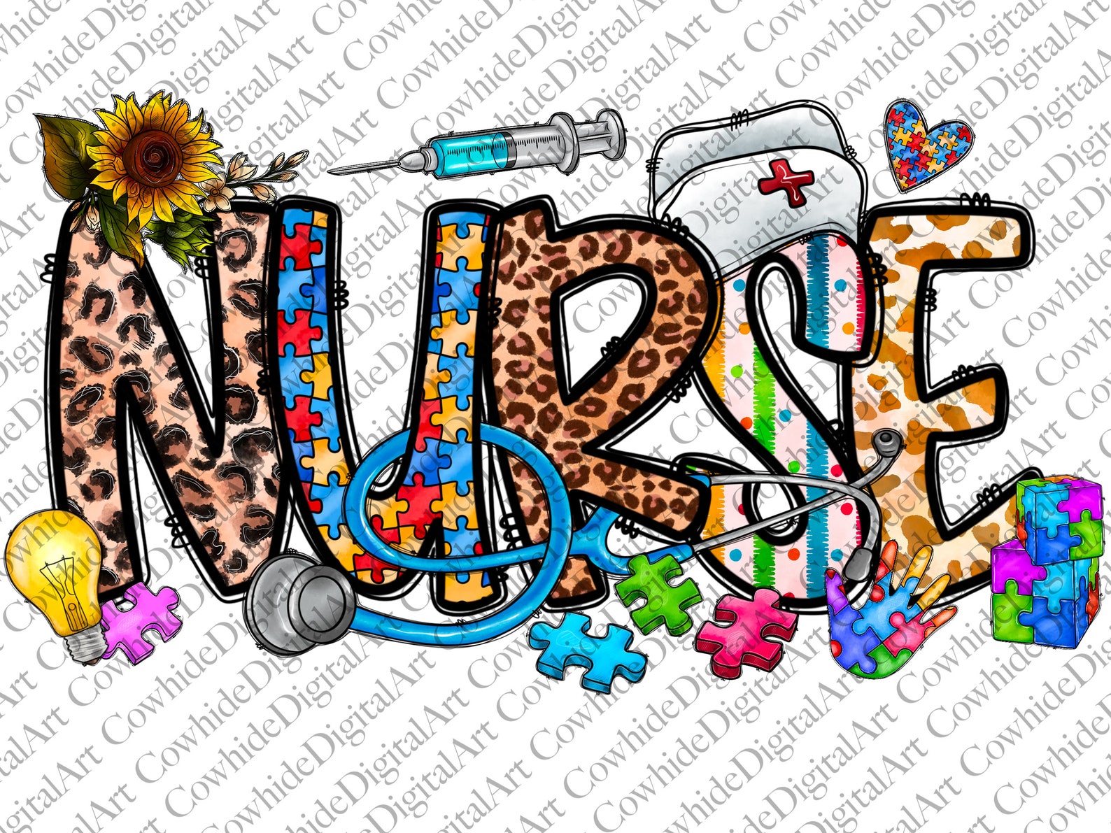 Autism Nurse Png Sublimation Design Downloadnurse Life Png Etsy