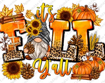 Fall Gnome PNG, Autumn Pumpkin Sublimation Design (Digital Download)