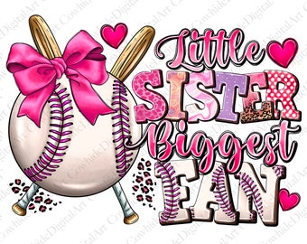 Little Sister Baseball Fan PNG, Sublimation Design (Digital Download)