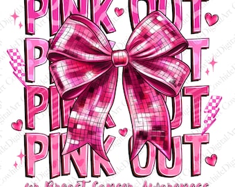 Pink Out voetbal, borstkanker, roze lint (digitale png-download)