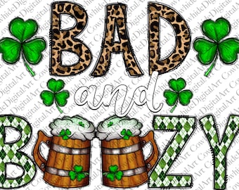 Bad and Boozy St Patricks Day PNG: Leopard Western Design (Digital Download)
