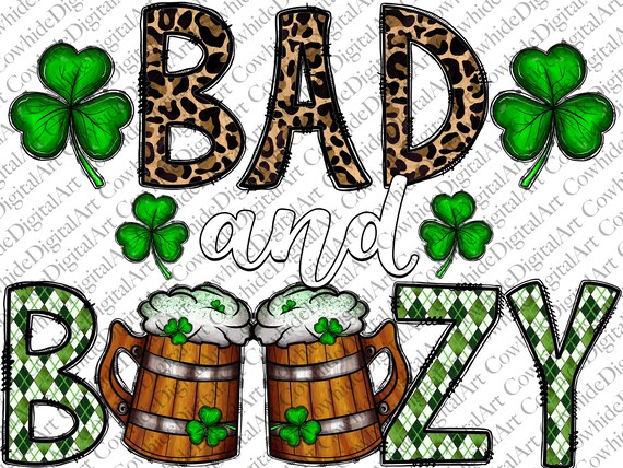 Leopard Shamrock Bad And Boozy Funny St Patrick Day Drinking T-Shirt Leopard Shamrock Bad And Boozy Funny St Patrick Day Drinking T-Shirt