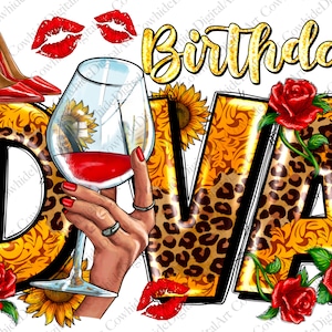 Birthday Diva Png Sublimation Design, Birthday Png, Birthday Queen Png, Birthday Girl Png, Glitter Diva Png, Stilleto Png, Digital Download