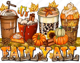 Herbst Kaffee Getränke PNG, Herbst Sublimation Design (Digitaler Download)