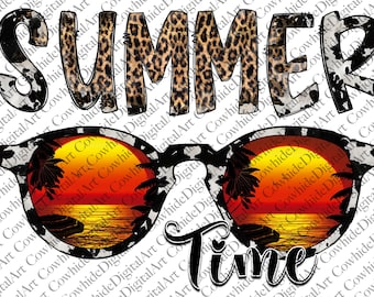 Sommerzeit PNG-Datei, ich liebe Sommer PNG-Datei, Sommer Design, Kuhfell, Leopard, Sommer Png, Sublimation Designs Downloads, digitaler Download