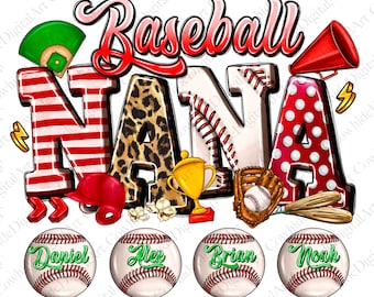 Baseball Nana PNG Design, Sublimation Graphic (Digital Download)