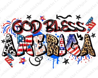 God Bless America PNG, 4th of July Sublimation Design (Digital Download)