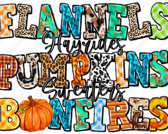 Fall Flannels Pumpkins Bonfires PNG - Autumn Sublimation Design (Digital Download)