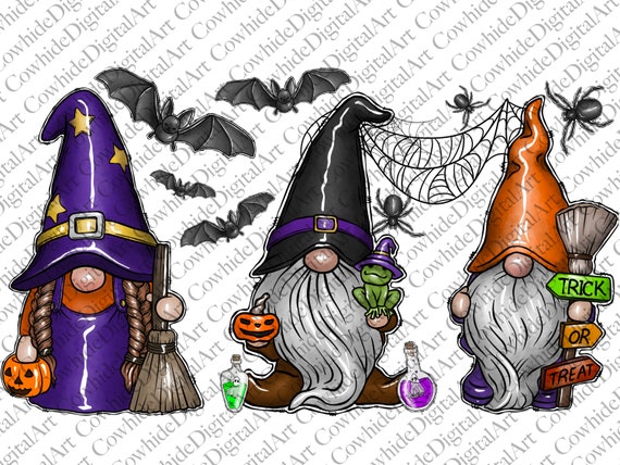 Witch Gnomes Halloween PNG: Spooky Sublimation Design (Digital Download)
