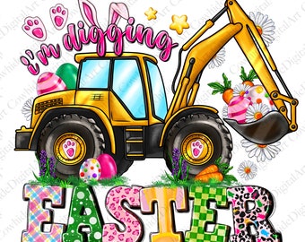 Easter Bunny Tractor PNG, Sublimation Design (Digital Download)