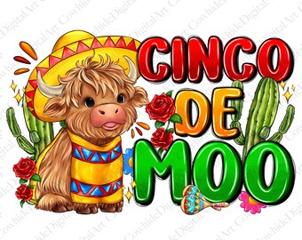 Cinco de Mayo Cow PNG, Mexican Fiesta Sublimation Design (Digital Download)