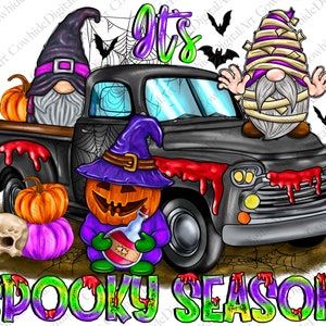 Griezelige seizoenstruck met Halloween-kabouters, png-bestand: sublimatieontwerp (digitale download)