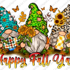 Happy Fall Y&#39;all Gnome Png Sublimation Design, Fall Gnome Png, Autumn Gnome Png, Thankful Png, gnomes png, sublimate designs download