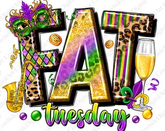 Fat Tuesday PNG, Mardi Gras Design (Digital Download)