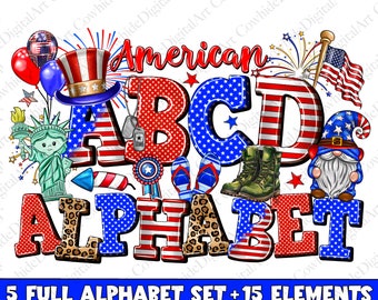 4th of Jul 2018 Doodle Letters PNG Bundle (Digitaler Download)