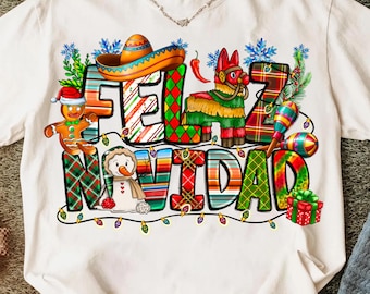 Feliz Navidad Png: スペイン語のクリスマスデザイン（デジタルダウンロード）