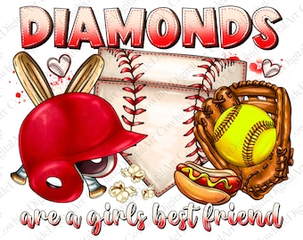 Diamantes Softbol PNG, Mejor Amiga de Niñas Diseño para Sublimación (Descarga Digital)