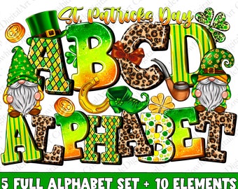 St. Patrick's Day Doodle Alphabet - PNG Buchstaben (Digitaler Download)