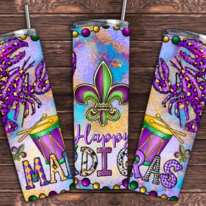 Mardi Gras 20oz Tumbler Wrap, PNG Digital Download