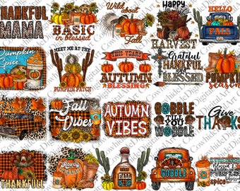 Herbst Western PNG Bundle, Pumpkin Spice, Rindsleder (Digitaler Download)