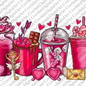 Valentines Coffee Drink PNG, Sublimation Design (Digital Download)